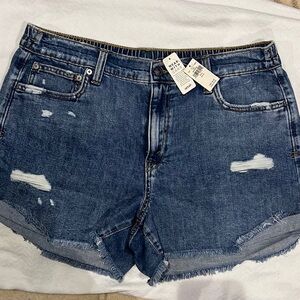 Aerie Blue Jean Shorts Distressed Raw Hem with Back elastic waist. Large
